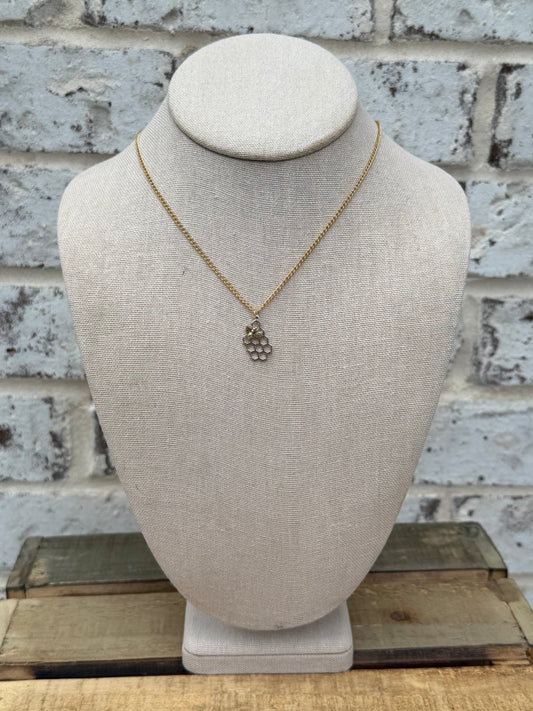 Honeycomb Bee Charm Base Necklace - 14k GF