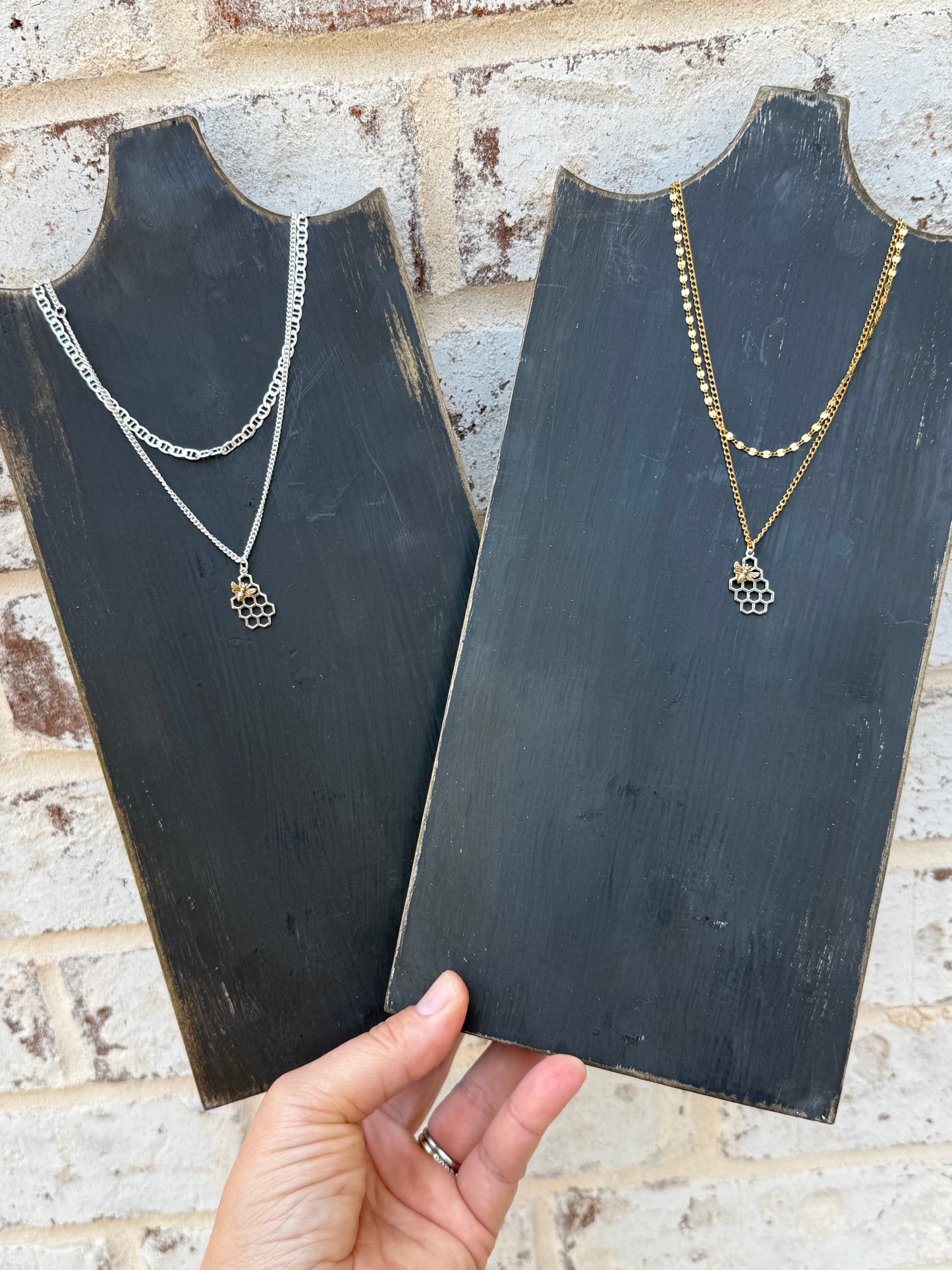 Honeycomb Bee Charm Base Necklace - 14k GF