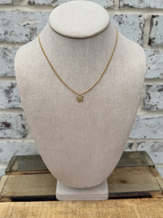 Butterfly Kisses Charm Base Necklace-14k GF